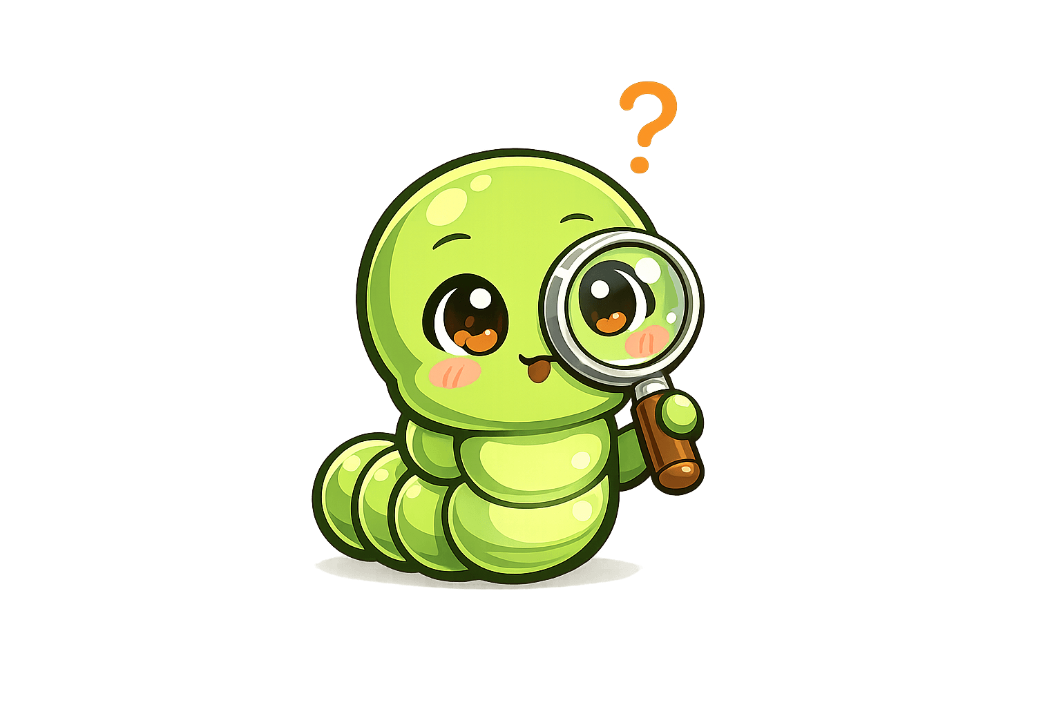 Wormsi searching with a magnifying glass